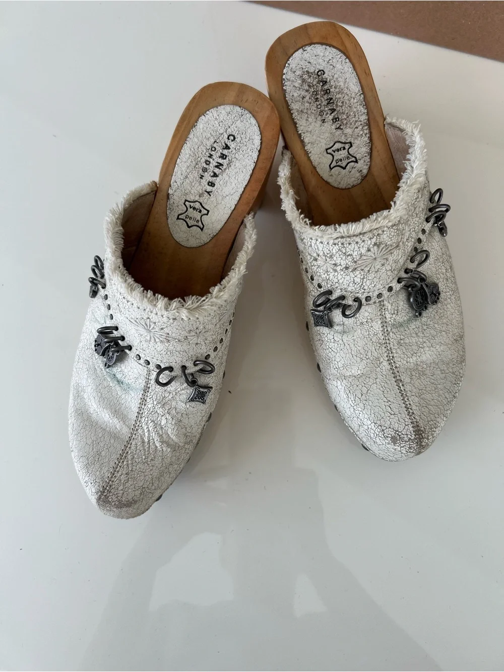CARNABY LONDON Jeannette Leather Wood Platform Clogs EU-Size 38